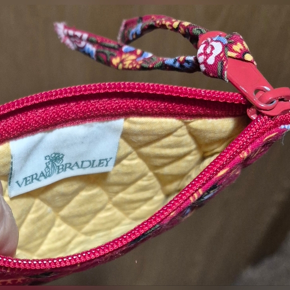 Vintage 90s Vera Bradley Provincial Red Coin Purse ID Holder Zip Top ,4.5"×4" - Picture 5 of 9